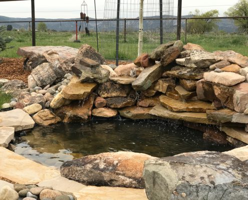 Pond water feature built by Ground Control Landscaping - Durango Colorado
